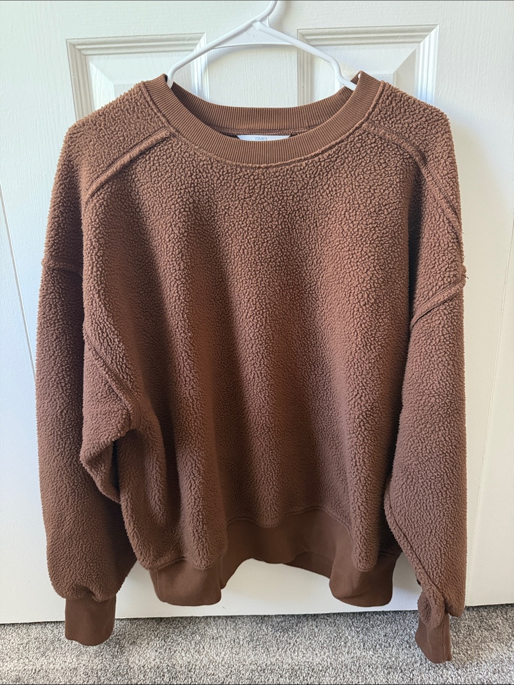 Time and Tru Brown Sherpa Crewneck Sweater